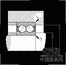 角接觸球軸承 30/8-B-2Z-TVH, 雙列，雙側(cè)間隙密封，接觸角 α = 25°