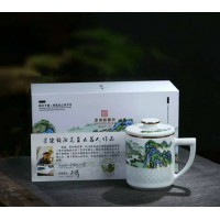 高檔陶瓷玲瓏茶杯套裝定制玲瓏茶杯辦公杯